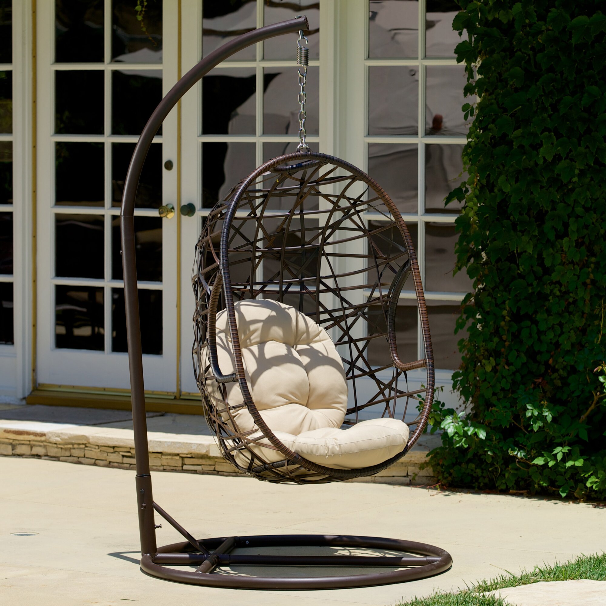Bay Isle Home Duncombe Egg-Shaped Outdoor Swing Chair with Stand
